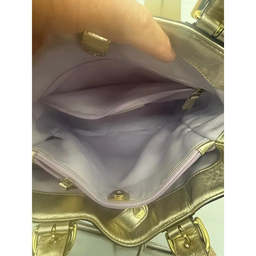Coach Soho Pleated Canvas Tote Metallic Gold Leather Hardware Shoulder Bag⁠